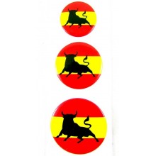 Set 3 chapas bandera España Toro. Modelo 03