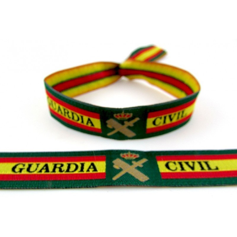 ✓Pulsera Elástica Bandera España Sublimada Etiqueta Guardia Civil