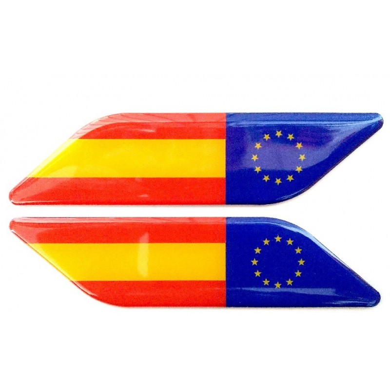 2 Pegatinas relieve bandera España y Europa. Modelo 135 - La Tienda de  España