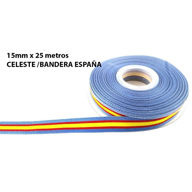 Cinta Bandera España Con Borde Azul 25m x 15mm : : Hogar y cocina