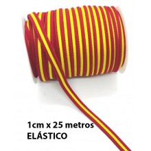 Cinta elástica bandera de España. Rollo 25m.