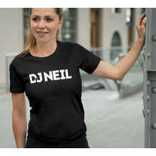 Camiseta DJ NEIL negra. Mujer modelo DN-046