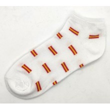 3 Pares calcetines bandera España tobilleros blanco. Talla 35-40. Modelo 029