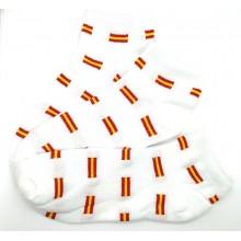 3 Pares calcetines bandera España tobilleros blanco. Talla 35-40. Modelo 029