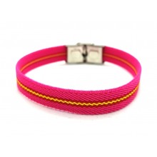 Pulsera bandera España elástica rosa. Modelo 327