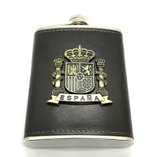 Petaca Escudo España marrón. Modelo 005