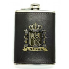 Petaca Escudo España marrón. Modelo 005