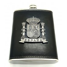 Petaca Escudo España negro. Modelo 004