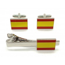 Gemelos + pisacorbata bandera España. Modelo 010