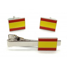 Gemelos + pisacorbata bandera España. Modelo 010