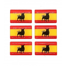6 Pegatinas bandera España Toro. Modelo 115