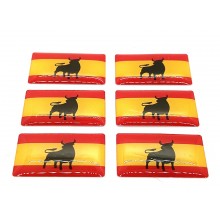 6 Pegatinas bandera España Toro. Modelo 115