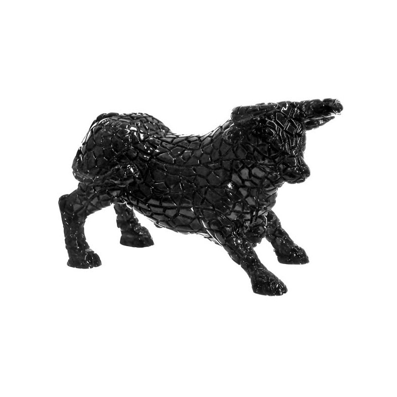 Figura toro mosaico negro 21cm. La Tienda de España