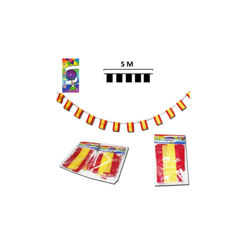 Guirnalda 5m banderas España de tela 21x14cm - La Tienda de España