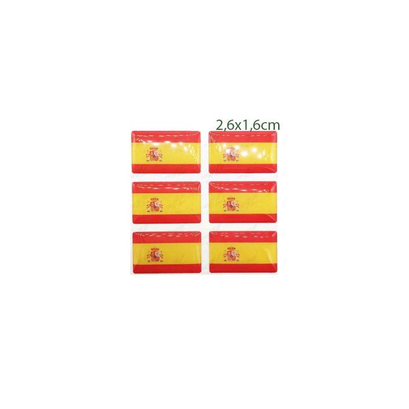 6 pegatinas relieve bandera España con escudo - La Tienda de España