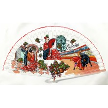 Abanico madera España Flamenco y Toros. - La Tienda de España