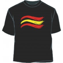 Camiseta bandera España trazos. Negra.