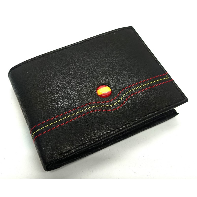 Cartera piel bandera de España. Modelo 7703 negro. La Tienda de España