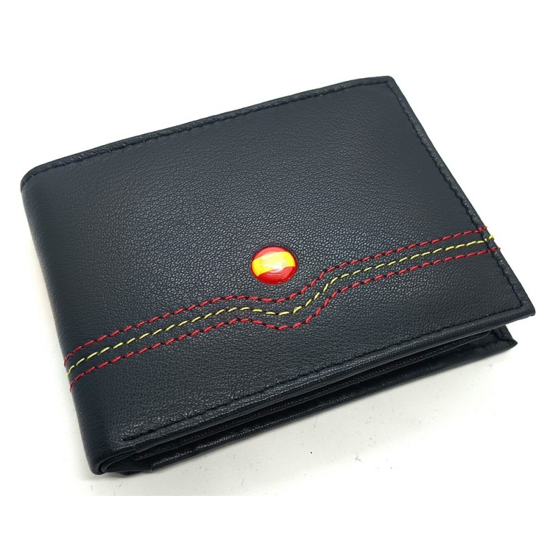 Cartera piel bandera de España. Modelo 7703 azul marino. La Tienda de España