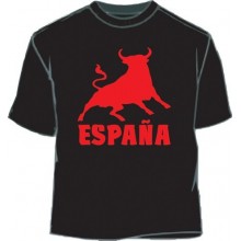 Camiseta España Toro. Negro-rojo