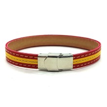 Pulsera bandera España cuero. La Tienda de España