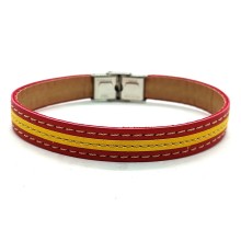 Pulsera bandera España cuero. La Tienda de España