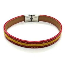 Pulsera bandera España cuero. La Tienda de España