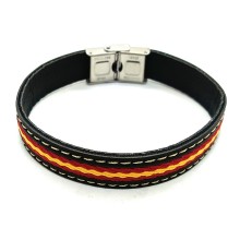Pulsera bandera España cuero. La Tienda de España