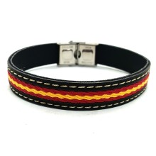 Pulsera bandera España cuero. La Tienda de España