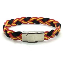 Pulsera bandera España cuero trenzado. La Tienda de España