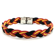 Pulsera bandera España cuero trenzado. La Tienda de España