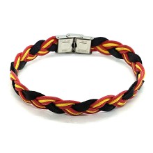 Pulsera bandera España cuero trenzado. La Tienda de España