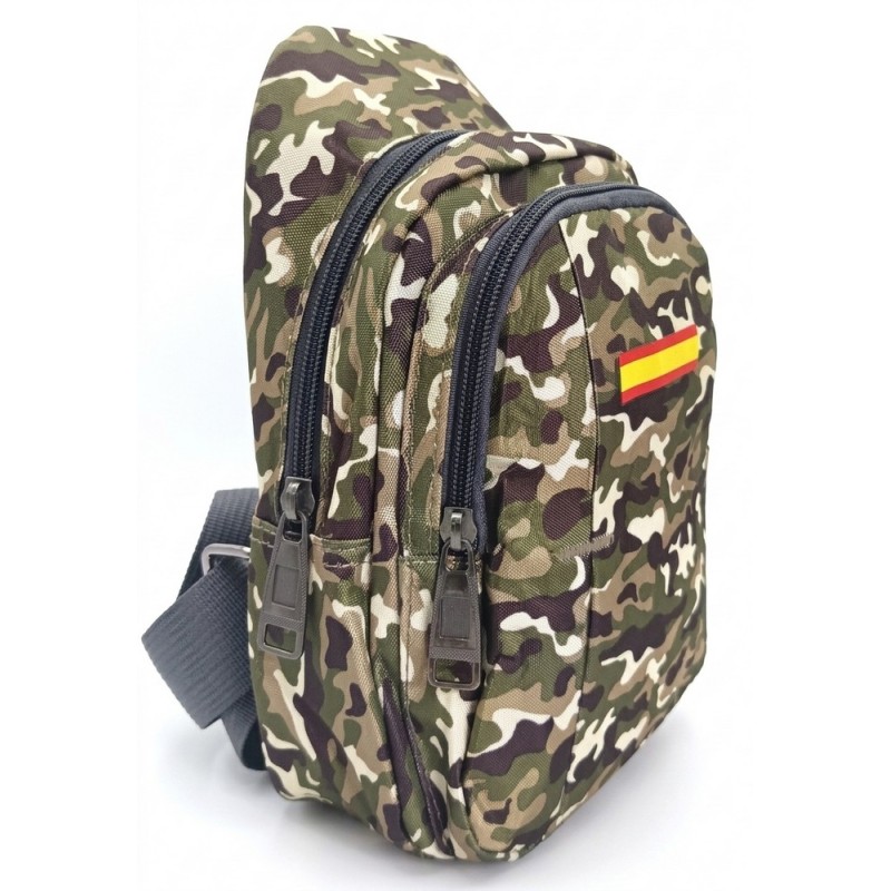 Mochila cruzada camuflaje bandera España. La Tienda de España