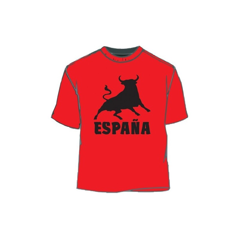 Camiseta roja España Toro negro. La Tienda de España