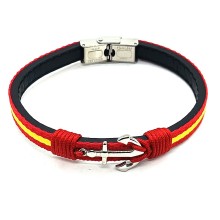 Pulsera cuero bandera España ancla. La Tienda de España