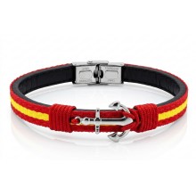 Pulsera cuero bandera España ancla. La Tienda de España