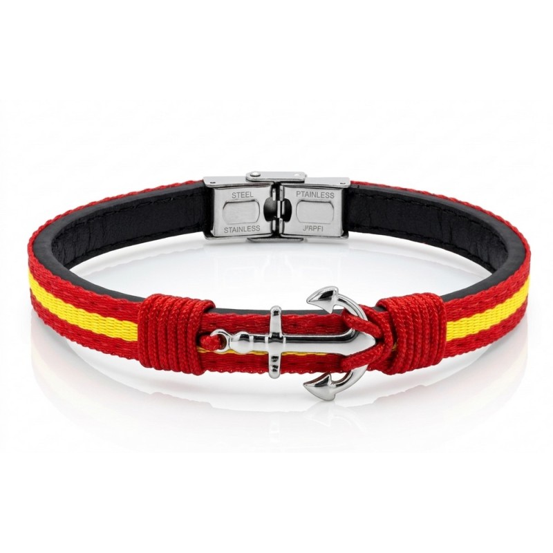 Pulsera cuero bandera España ancla. La Tienda de España