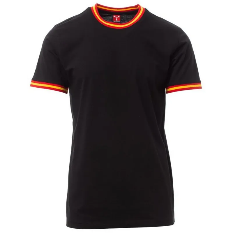Camiseta algodón negra bandera de España. La Tienda de España