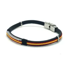 Pulsera bandera España cuero y acero. La Tienda de España