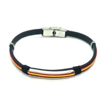 Pulsera bandera España cuero y acero. La Tienda de España