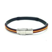 Pulsera bandera España cuero y acero. La Tienda de España