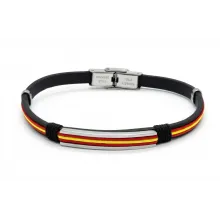 Pulsera bandera España cuero y acero. La Tienda de España